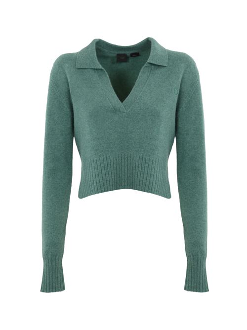 Maglione cropped in misto cashmere verde PINKO | 103978 A22CV15